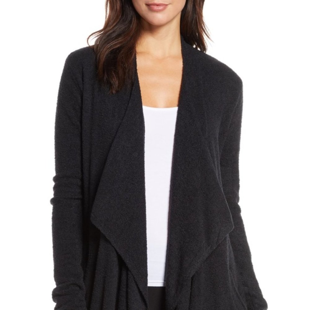 Barefoot Dreams Black Waterfall Open Cardigan S/M